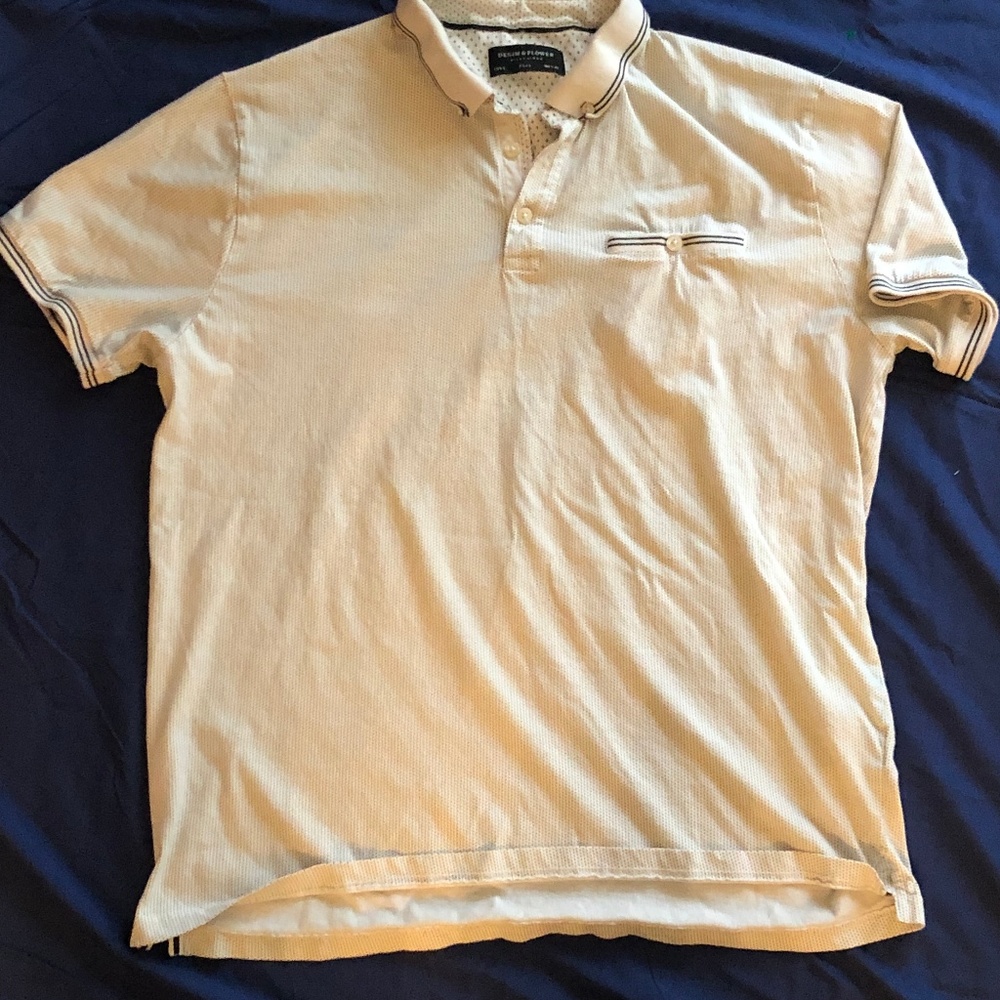 Denim and Flower Large Polo Shirt